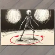 FLATCARD Surreal Figure in Circular Design Twin Moons Minimalist Dark Strange
