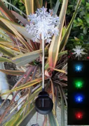 2-Pk Sparkling Large 4.5" Wide Starburst Snowflake Star Solar Lights (Christmas)