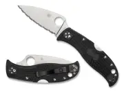 Spyderco Knives Leafjumper Lockback C262SBK Serrated VG-10 Black Pocket Knife