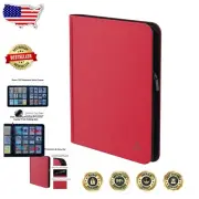 Sleek Red Trading Card Binder - 720 Card Capacity with Side Loading Pockets