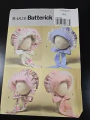 Butterick Pattern B4820, Infant Bonnets in 4 Styles, sizes OSZ (S, M, L, XL)