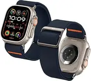 SPIGEN Lite Fit Ultra Watch Band for Apple Watch Ultra 2/Ultra 49mm, Series 10 46mm, 9/8/7 45mm, SE2/SE/6/5/4 44mm, 3/2/1 42mm, Lightweight Fabric Adjustable Bands Solo Loop Sport Wristband - Navy