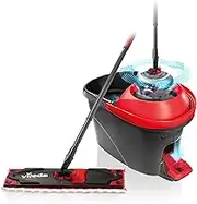 Vileda Ultramax Turbo 2-in-1 Floor Mop Complete Set, Mop with Telescopic Handle, Microfibre Cover and Bucket with Power Spinner, for All Hard Floors, Handle Length 75-130 cm, Eco Packaging