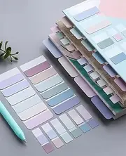 420Pcs Morandi Sticky Index Book Tabs Self Adhesive Page Marker Flag Tabs Writable Repositionable File Tabs Flags Colored Paper Reading Tabs Document Notes, Assorted Size Color (3 Size)