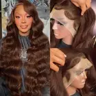 Chocolate Brown Lace Front Wig Human Hair 13x4 Frontal Lace Wigs Human Hair P...