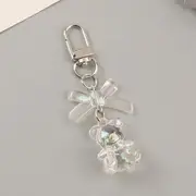 Iridescent Key Chain Q1013-1 - Silver & Transparent - One Size