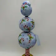 2006 Patricia Breen Chameleon Finial Candy Cane Blue 13" Tree Topper Holly Tags