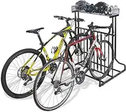 [CyclingDeal] 3 to 5 Bike Floor Parking Rack - for Storing 20"-29" MTB Road Hybrid Kids Bikes - Space-Saving Bicycle Stand Organiser in Garage at Home - Classic & Upgraded with Top Basket
