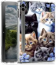 BEOTIWAD Cute Cats Clear Case for Samsung Galaxy Tab S9 FE Plus 12.4-Inch 2023 (SM-X610/SM-X616),Transparent Slim TPU Back Shockproof Shell Cover for Samsung Tab S9 FE Plus