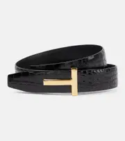 [Tom Ford] Tom Ford Monogram croc-effect leather belt Inch 27.5 black