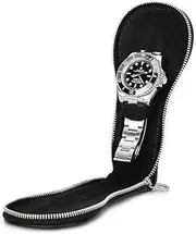 CONTACT'S FAMILY 1 Watch Saffiano Leather Watch Case Zipper Watch Organizer Black