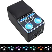 Universal Bench Seat Center Console, Center Console Organizer with Fast Phone Charging & Upgraded 7-Color Adjustable LED Lighting (Black)