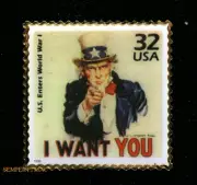 UNCLE SAM I WANT YOU STAMP HAT PIN PATROTIC US ARMY MARINES NAVY AIR FORCE GIFT
