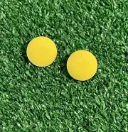 Handmade Button Earrings Stud Solid Bright Yellow Fabric Retro 80s Style NEW