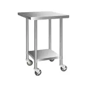 Cefito 760x760mm Commercial Stainless Steel Kitchen Bench w/ Wheels