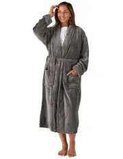 [Linen House] Plush Bath Robe in Charcoal
