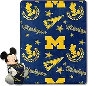 Northwest NCAA Michigan Wolverines Character Hugger Pillow & Silk Touch Throw Blanket Set, 40" x 50", Mickey Mouse