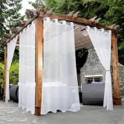 White Outdoor Sheer Privacy Curtains for Patio Waterproof - 2 Panels Grommet Ind