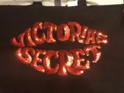 **NWT **Victoria's Secret Logo Sequin Tote Bag - Black/Red Lips Xl Large Zip