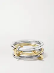 [Spinelli Kilcollin] Spinelli Kilcollin - Fauna Set Of Three 18-karat Yellow, Blackened Gold And Sterling Silver Rings - 6 6 Gold