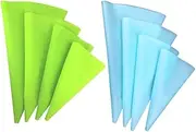 Zerodeko 8pcs Silicone Piping Bags Reusable Icing Bags for Cake Decorating Light Green Blue for Cupcakes Cookies Muffins and More