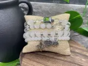 4 PC Handmade Bohemian Beaded Stackable 7” Plus Stretch Bracelet Set New B1787