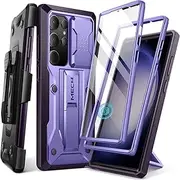 [Tongate] for Samsung Galaxy S23 Ultra Case, [Bulit-in Slide Camera Cover & Screen Protector] [2 Front Frame] Military Grade Shockproof S23 Ultra Phone Case with Kickstand & Belt-Clip 6.8", Purple
