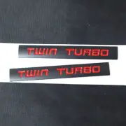 2x TWIN TURBO Matte Black Red Metal Sticker Emblem Decal Badge Motors V6 Limited (for: MG)