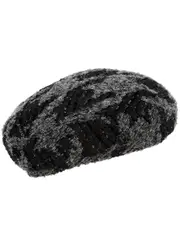 Maison Michel Paris Fiore Metallic-weave Bouclé Tweed Beret - Black Grey S