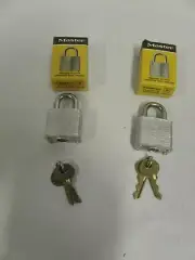 "2" UNUSED Vintage Master Lock No. 7 Laminated Steel Padlock Lock (A4)