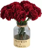 15pcs Artificial Carnation Flowers Silk Flowers with Stems Home Decor Bouquet