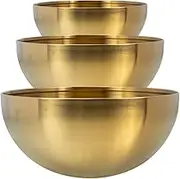 ASAKKURA 3pcs Stainless Steel Salad Bowls Mixing Bowls for Fruits Noodles and Vegetables Lightweight Nesting Design for