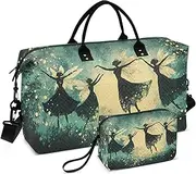 [ZRYSMY] Duffel Bag for Traveling, Fantasy Fairy Black Travel Bag Gym Bag, with Multiple Interior Pockets Shoulder Weekender Bag for Women Men with Toiletry Bag 20.5L x 1.9W x 13.8H, Multi-Colored, one