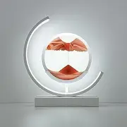 Sands of Time Lamp, Moving Sand Art Picture Round Glass 3D Deep Sea Sandscape in Motion Display Flowing Sand Frame with LED Lamp Relaxing Desktop Home Decor and Office
