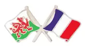 France Flag & Wales Flag Friendship Courtesy Pin Badge