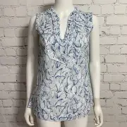 Tory Burch Women’s Blouse XS White Ellora Emmaline Shell Ruffle Sleeveless New