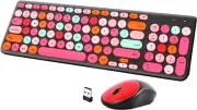 Wireless Keyboard and Mouse Combo, Retro Typewriter Wireless Keyboard with round