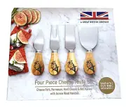 TAYLOR'S EYE WITNESS Four Piece Cheese Knife Set with Bird Acacia Wood Handles