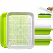 Seed Sprouter Tray BPA Free PP Soil-Free Big Capacity Healthy Wheatgrass Grower Sprouting Container Kit with Lid (2Pack,Green)