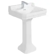 Emile 60cm 1 Tap Hole Pedestal Basin, White