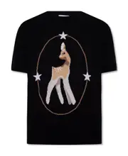 deer-intarsia wool-cashmere top XXS,S,XS,L,M Black