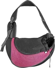 Portable Pet Puppy Sling Bag Breathable Mesh Crossbody Shoulder Bag for Dogs Cats Outdoor Travel Hiking Camping Front Chest Carry Handbag, Rose