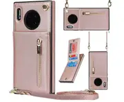 024 Crossbody Phone Case Wallet Phone Protective Case Zipper PU Leather Case for Huawei Mate40