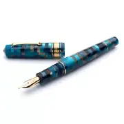 Leonardo Mosaico Fountain Pen in Hawaii with Gold Trim - Broad Point - NEW