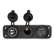 DC 12V Dual Usb Charger Car Cigarette Lighter Socket Lighter Adapter Outlet Volt Meterr 26 ORANGE