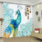 Great Blue Noble Peacock 3D Blockout Photo Print Curtain Fabric Curtains Window