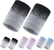 Wrist Wristbands 2 Pcs Sports Wristbands 3.94 x 3.15 inch Wrist Sweatbands Sports Tennis Wristbands Elastic Athletic Wrist Bands for Basketball Tennis Football Running Gym Exercise Moisture