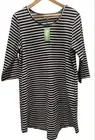 Freez Size L/14 Measures Larger Dress Tunic Black & White Stripe Stretch Pockets