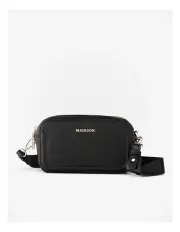 [Madison Accessories] Maddie Double Zip Camera Crossbody Bag With Wide Strap in Black
