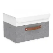 Storage Boxes with Lids, Linen Fabric Bin, Cube Organizer Basket, Washable an...